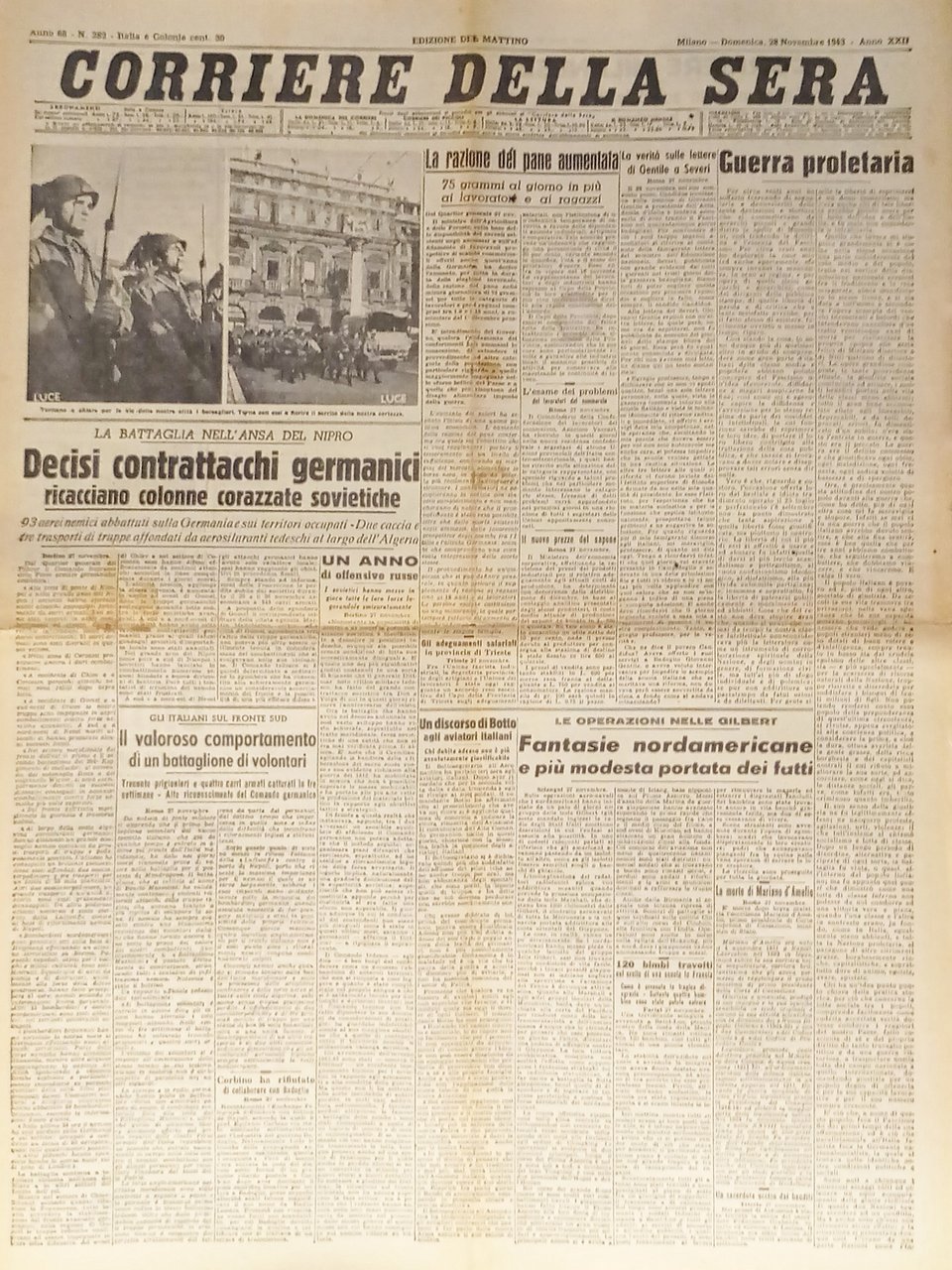 Corriere della Sera N. 282 - 1943 Contrattacchi germanici ricacciano …