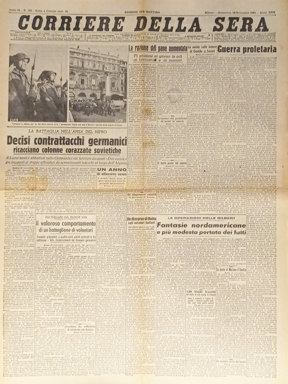 Corriere della Sera N. 282 - 1943 Contrattacchi germanici ricacciano colonne