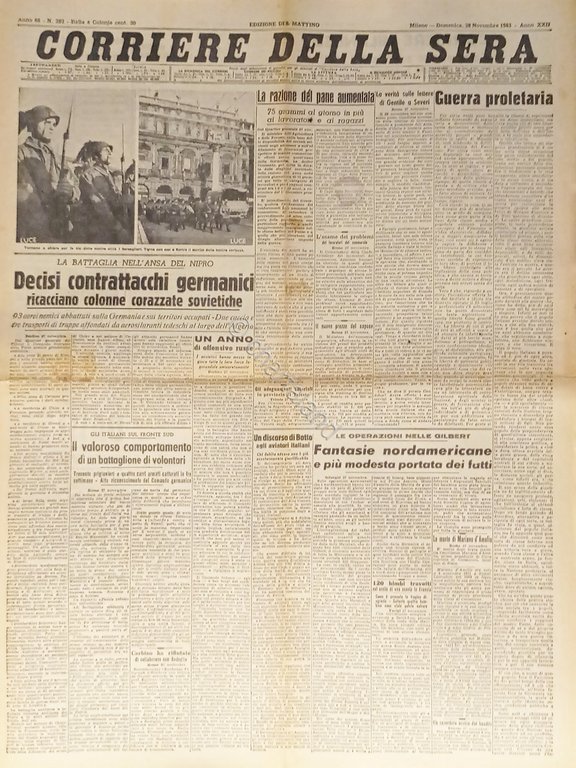 Corriere della Sera N. 282 - 1943 Contrattacchi germanici ricacciano …