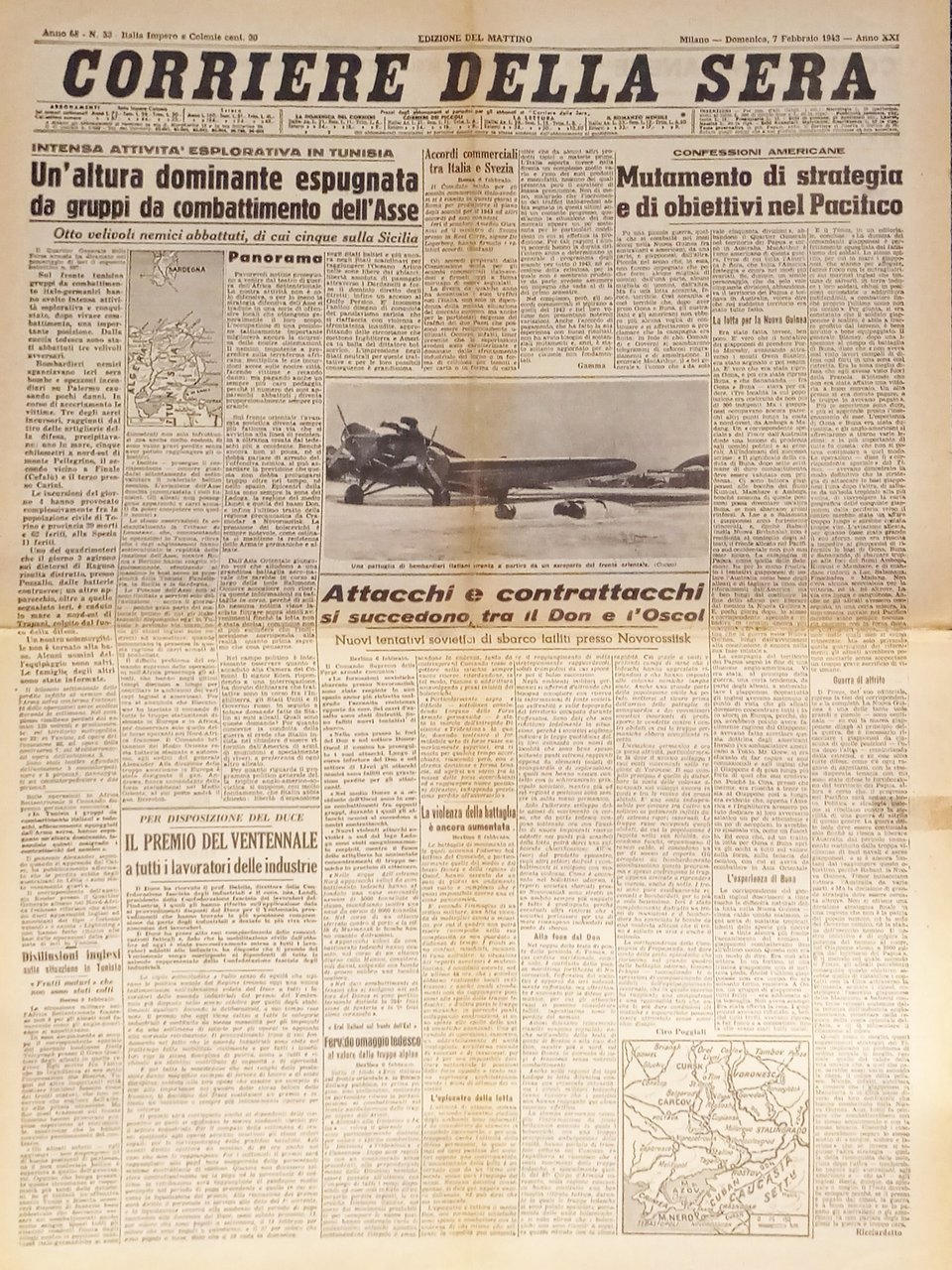 Corriere della Sera N. 33 - 1943 Intensa attività esplorativa … | Immagine principale