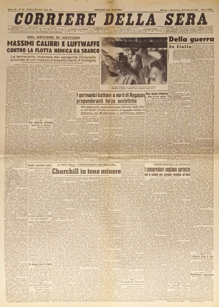Corriere della Sera N. 50 - 1944 Massimi calibri e … | Immagine principale
