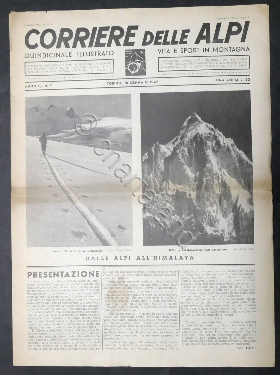 Corriere delle Alpi - Anno I - N. 1 - …