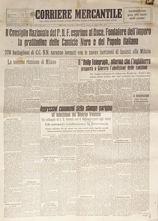 Corriere Mercantile N. 142 - 1936 Il Consiglio Nazionale P.N.F. … | Immagine Gallery 2