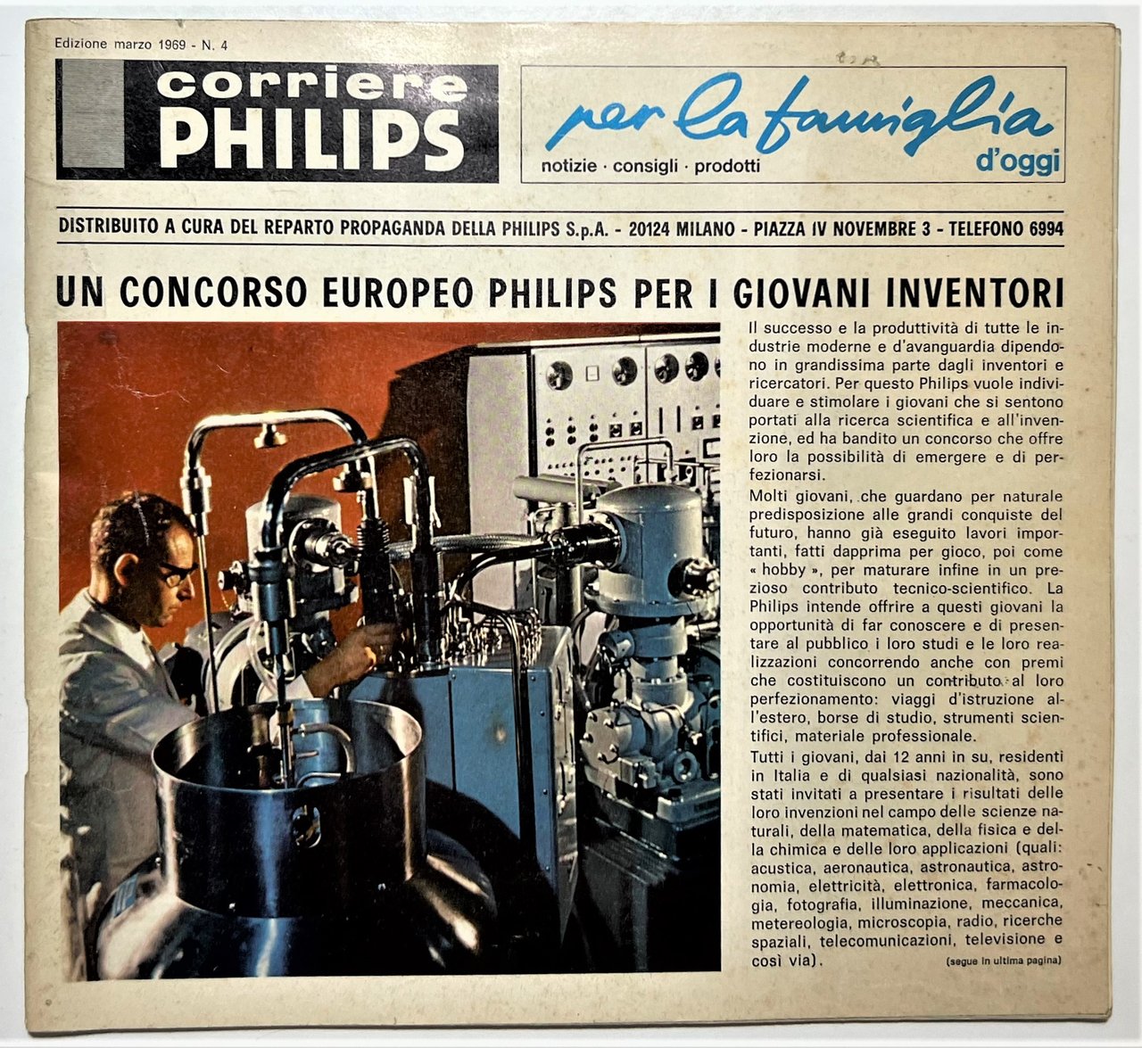 Corriere Philips per la Famiglia d'Oggi N. 4 - 1969 …