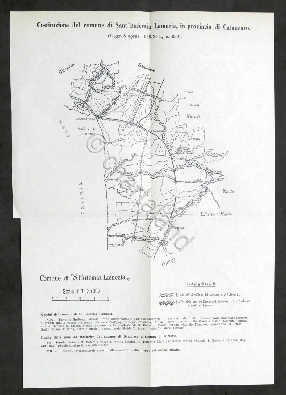 Costituzione Comune di Santa Eufemia Lamezia - Planimetria confini - …