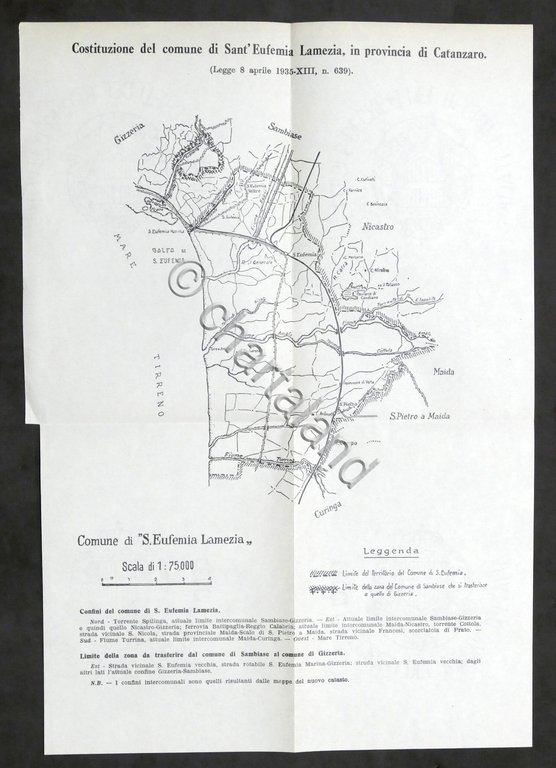 Costituzione Comune di Santa Eufemia Lamezia - Planimetria confini - …
