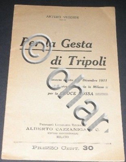 CRI Per gesta Tripoli Discorso Teatro alla Scala 1911