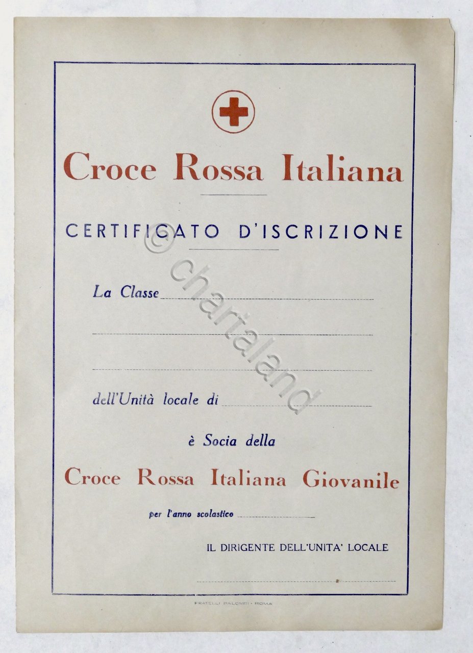 Croce Rossa Italiana - Certificato d'Iscrizione da compilare - anni …