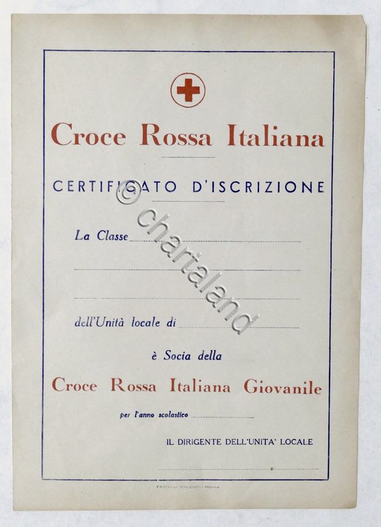 Croce Rossa Italiana - Certificato d'Iscrizione da compilare - anni …
