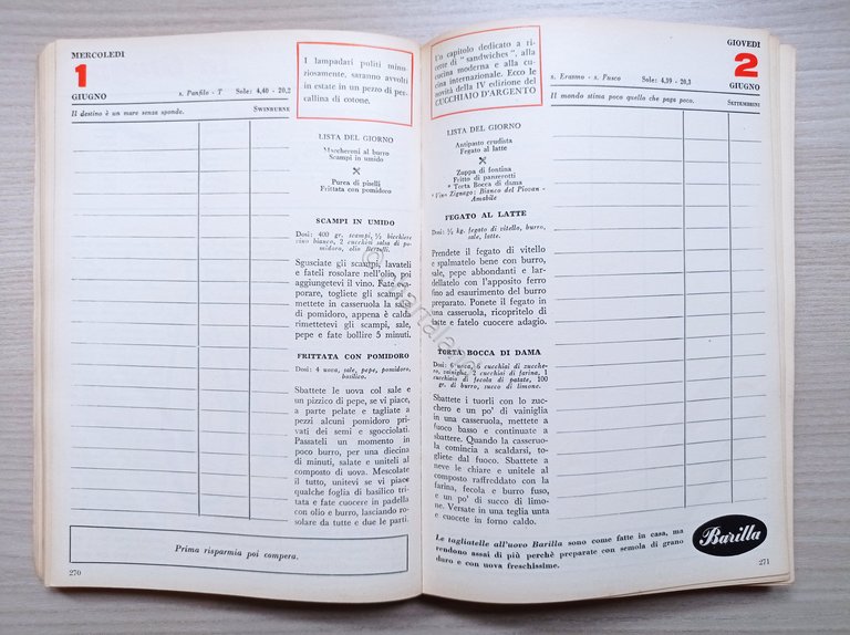Cucina - Agenda ricettario - Libro di casa 1955 - …