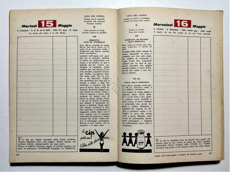 Cucina - Agenda Ricettario - Libro di Casa Domus 1956