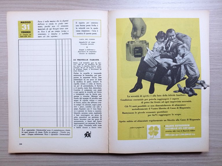 Cucina Ricettario - Libro di Casa - 1957