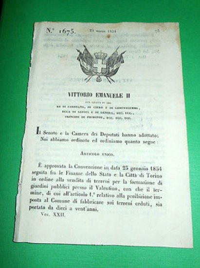 Decreti Regno Sardegna Cessione Terreni Demaniali alla Città di Torino … | Immagine principale