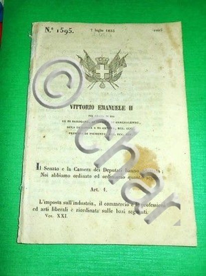 Decreti Regno Sardegna Torino Imposta Industria Commercio Tassa Patenti 1853 | Immagine Gallery 2