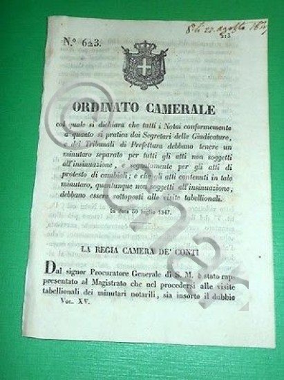 Decreti Regno Sardegna Torino Minutaro Separato Notai 1847 | Immagine principale