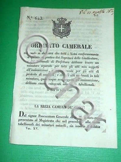 Decreti Regno Sardegna Torino Minutaro Separato Notai 1847 | Immagine Gallery 2