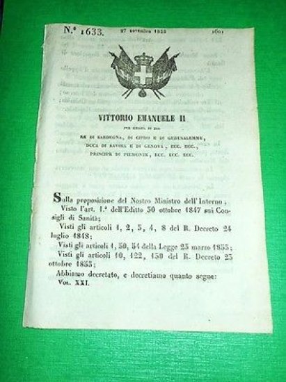 Decreti Regno Sardegna Torino Nomina Membri Consiglio Superiore di Sanità … | Immagine principale