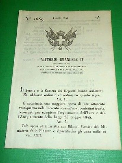 Decreti Regno Sardegna Torino Spesa Arginamento dell' Isère e dell' … | Immagine principale
