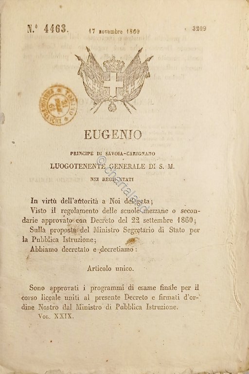 Decreto Eugenio - Approvati i programmi di esami finale per …