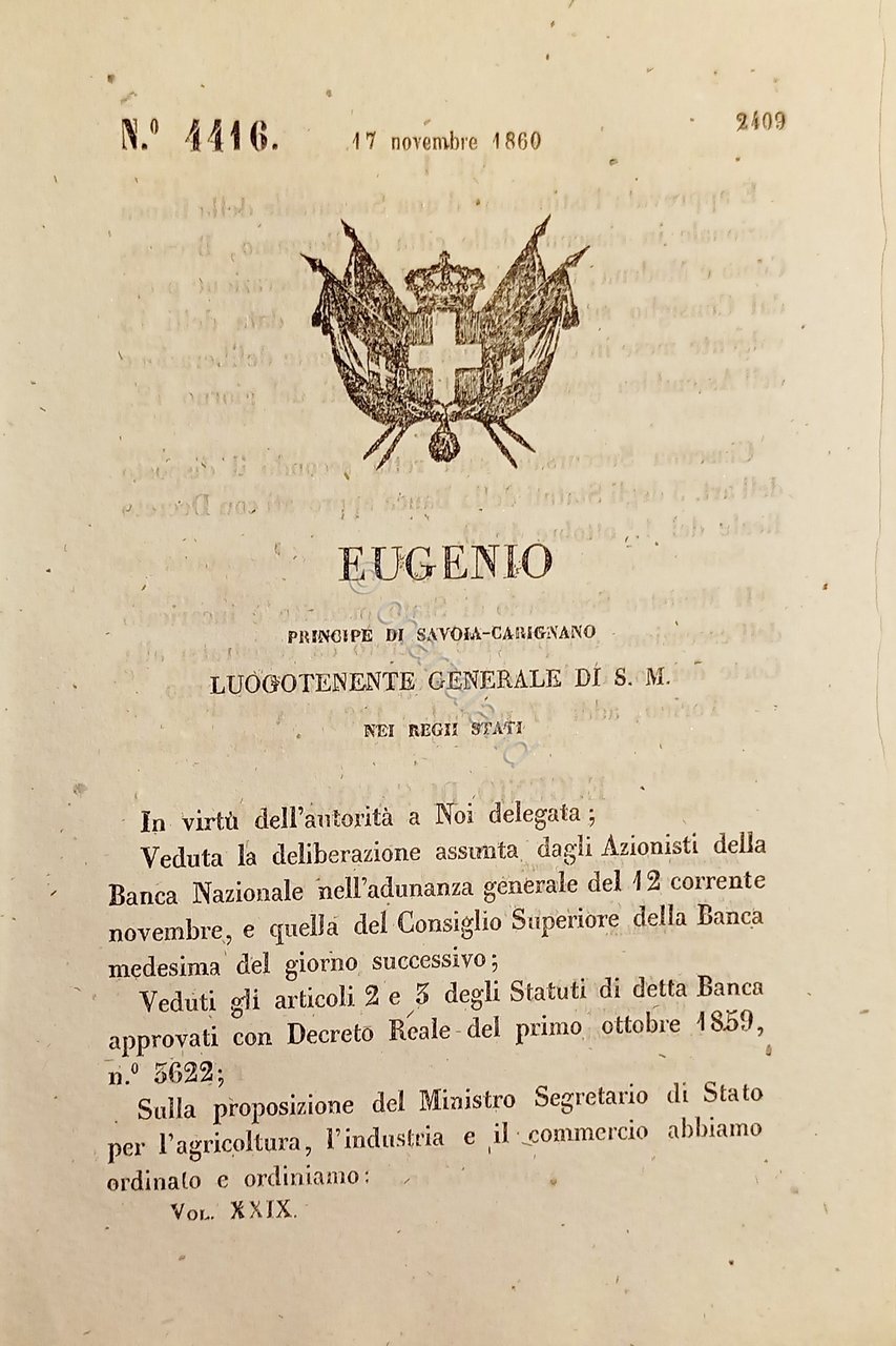 Decreto Eugenio - Banca Nazionale di Bergamo, Brescia, Como e …