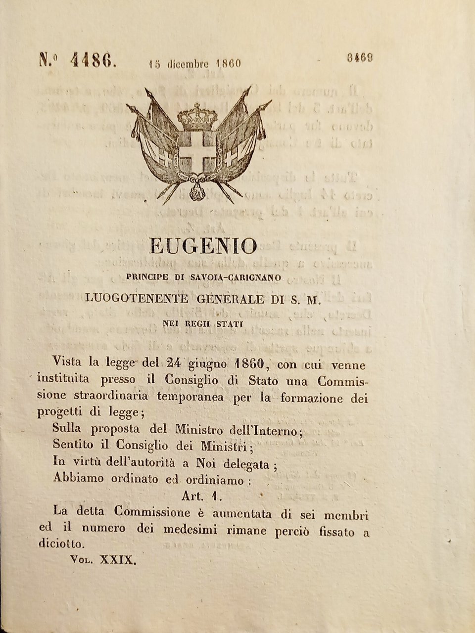 Decreto Eugenio - Commissione per formazione progetti leggi è aumentata …