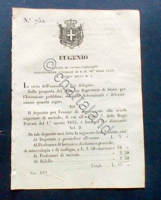 Decreto Eugenio - Deposito esame ammessione scuola superiore di metodo …