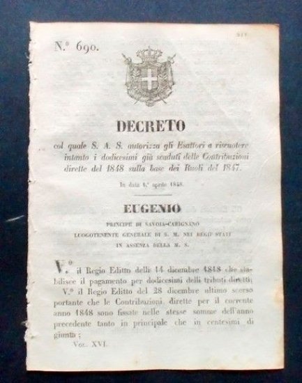 Decreto Eugenio - S.A.S. autorizza gli Esattori a riscuotere i …