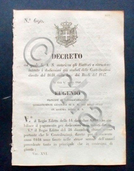 Decreto Eugenio - S.A.S. autorizza gli Esattori a riscuotere i …