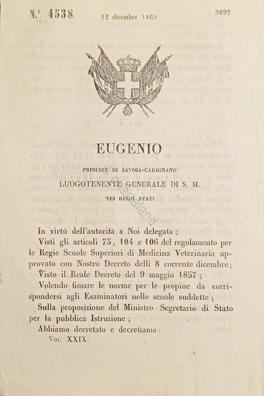 Decreto Eugenio - Scuole superiori di Medicina Veterinaria di Torino …