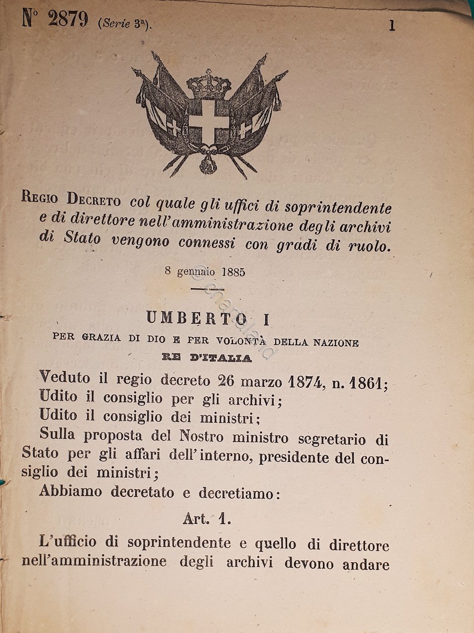 Decreto Regno Italia - Archivi di Stato vengono connessi con … | Immagine principale