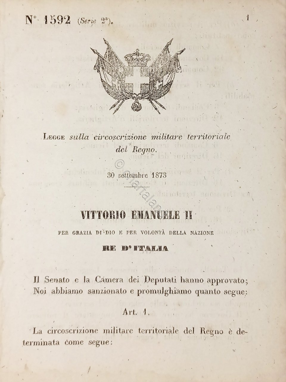 Decreto Regno Italia - Circoscrizione militare territoriale del Regno - …