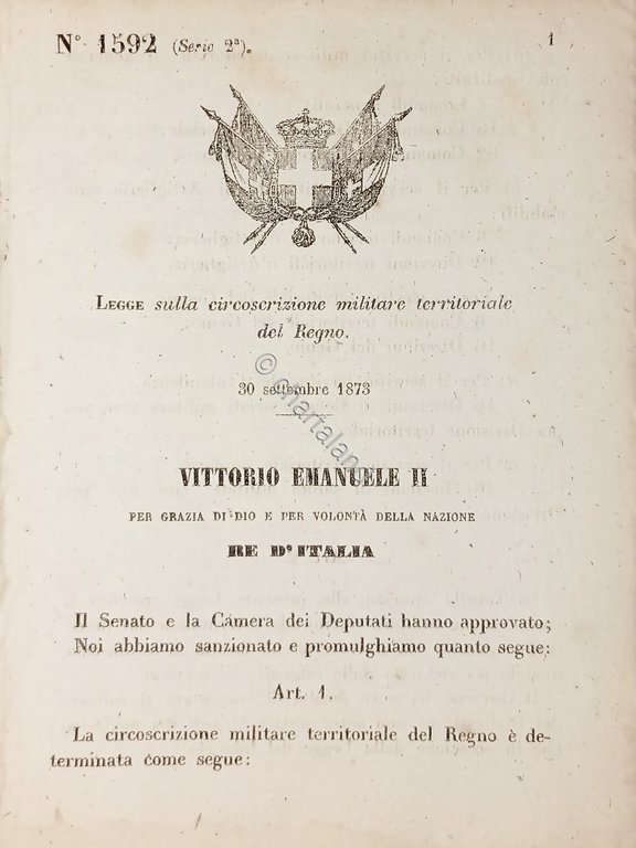 Decreto Regno Italia - Circoscrizione militare territoriale del Regno - …