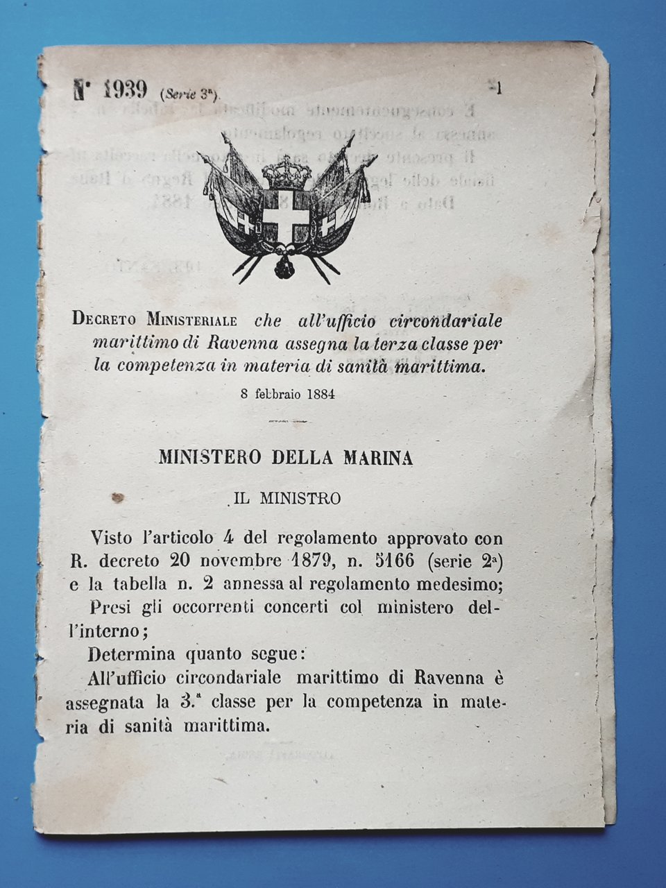 Decreto Regno Italia - Competenza in materia di sanità marittima …