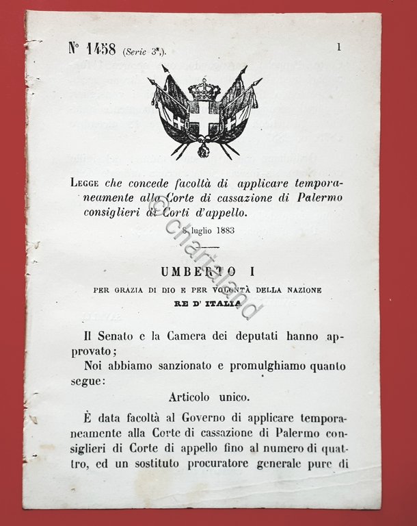 Decreto Regno Italia - Consiglieri Appello a Corte di Cassazione …