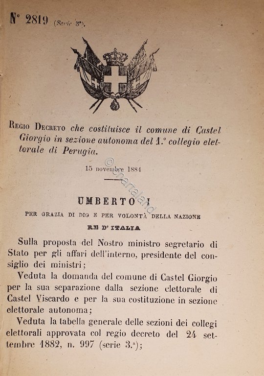 Decreto Regno Italia - Costituisce comune Castel Giorgio in sezione … | Immagine Gallery 2
