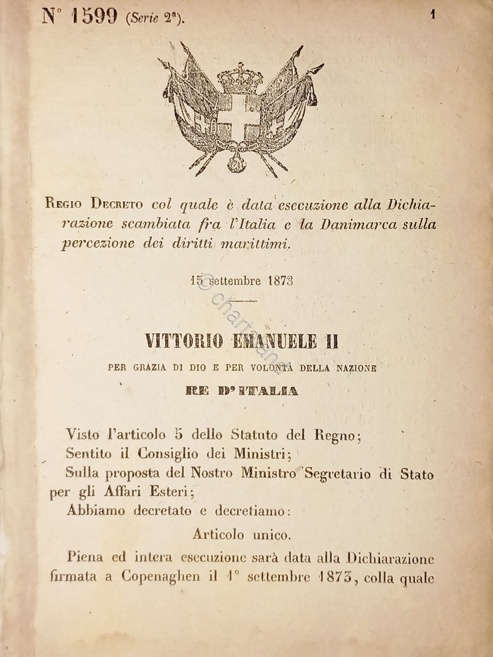 Decreto Regno Italia - Dichiarazione scambiata fra l'Italia e la …