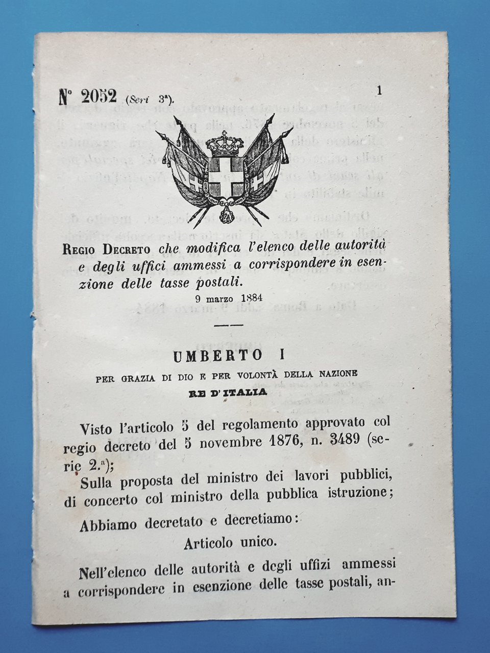 Decreto Regno Italia - Elenco autorità e uffici esenzione tasse …