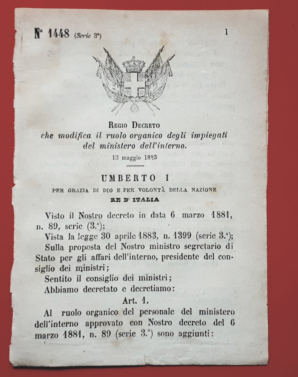 Decreto Regno Italia - Facoltà di derivare acque da fiumi …