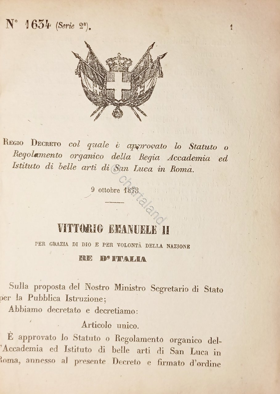 Decreto Regno Italia - Statuto R. Accademia ed Istituto di …