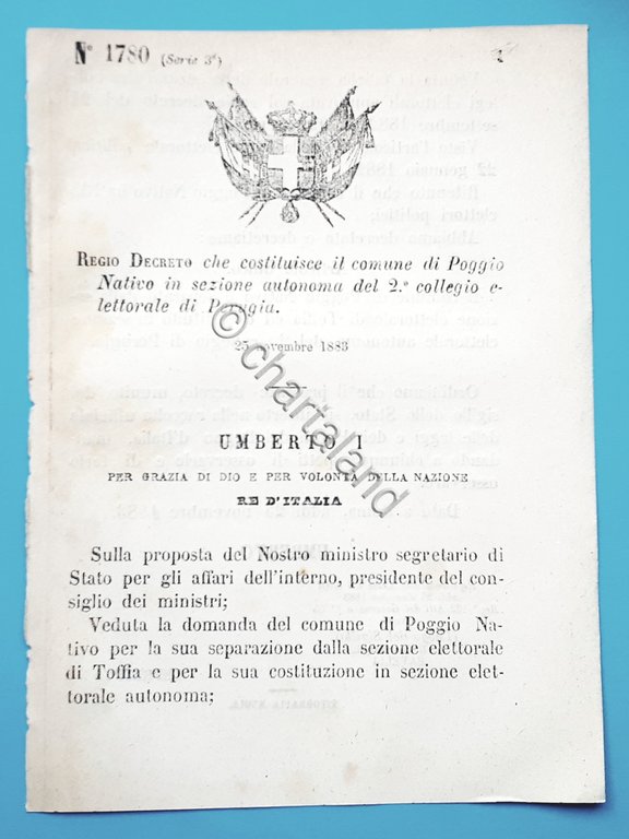 Decreto Regno Italia Costituzione comune Poggio Nativo in sezione Perugia … | Immagine Gallery 2