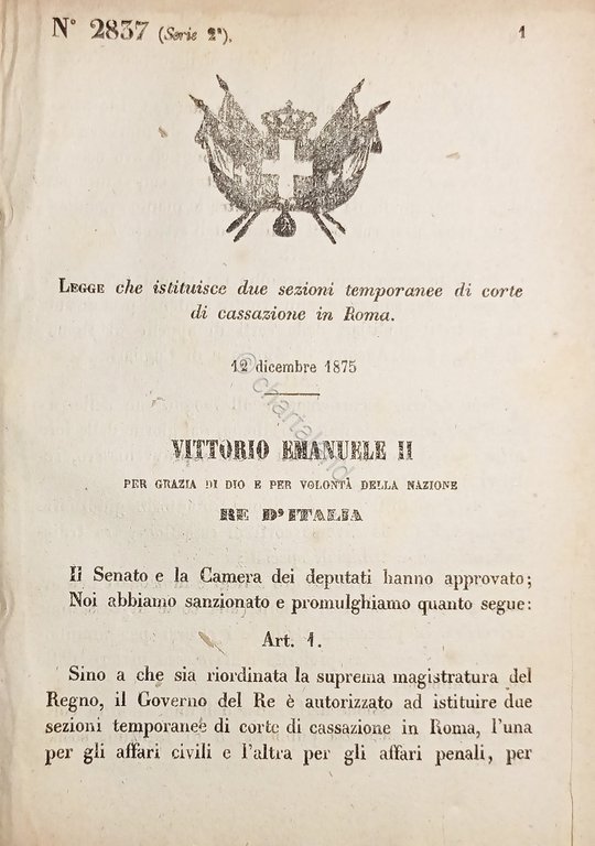 Decreto Regno Italia Istituisce due sezioni di corte di cassazione … | Immagine Gallery 1