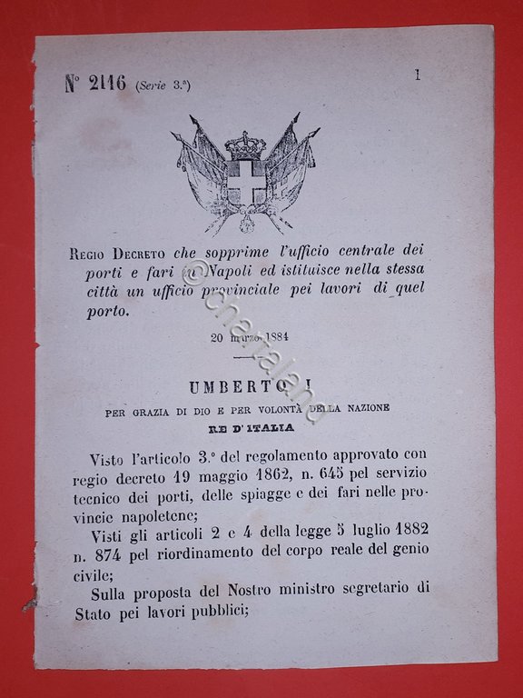 Decreto Regno Italia Istituzione ufficio provinciale porti e fari a … | Immagine Gallery 2
