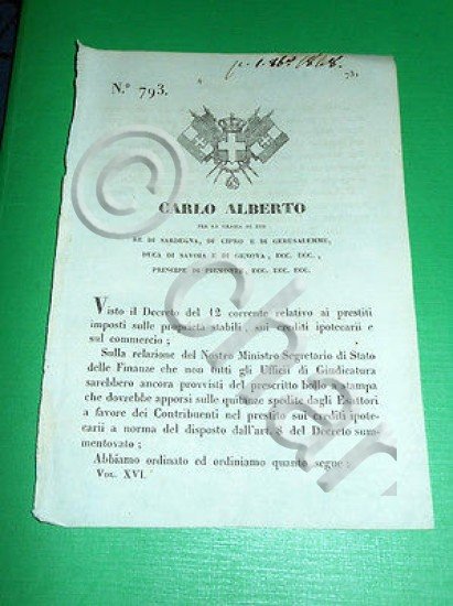 Decreto Regno Sardegna Torino Bollo a Stampa Quitanze Spedite dagli … | Immagine Gallery 2