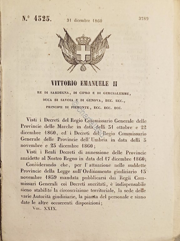 Decreto V. Emanuele II - La circoscrizione territoriale giudiziaria - …