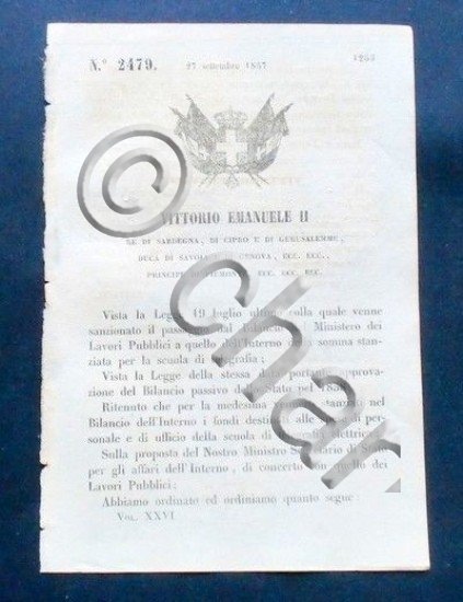 Decreto Vittorio Emanuele II - Scuola dei telegrafi elettrici - …