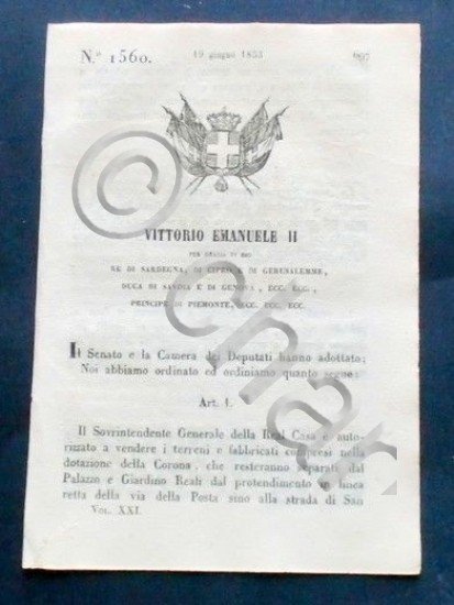 Decreto Vittorio Emanuele II - Vendita terreni e fabbricati della …