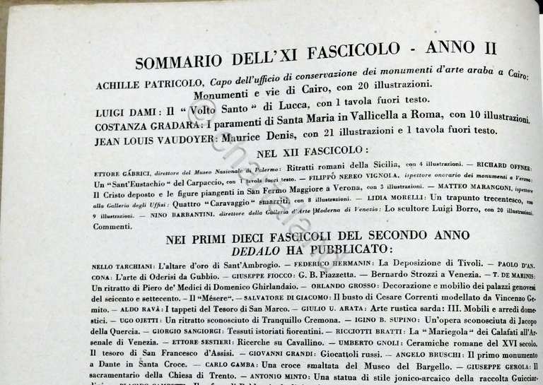 Dedalo - Rassegna d'Arte diretta da Ugo Ojetti- Anno II …