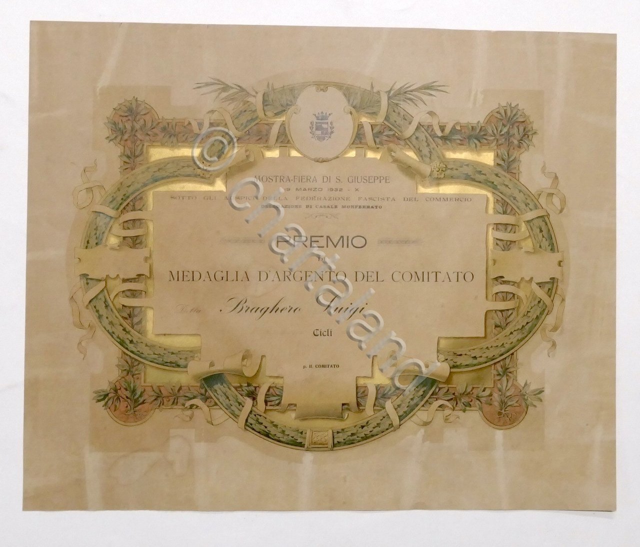 Diploma Medaglia d'Argento del Comitato - Fiera di San Giuseppe …