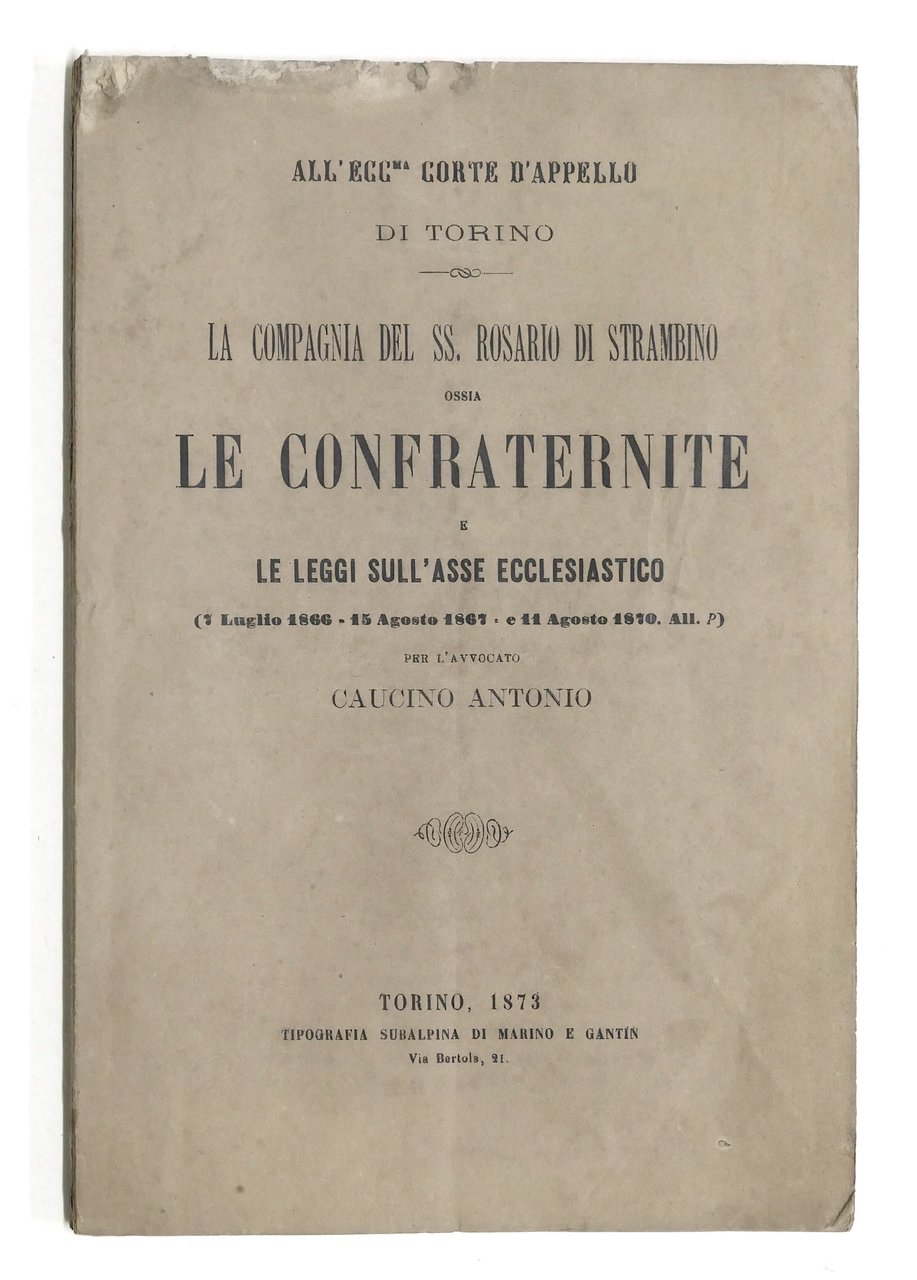 Diritto - Le Confraternite e le leggi sull'Asse Ecclesiastico - …
