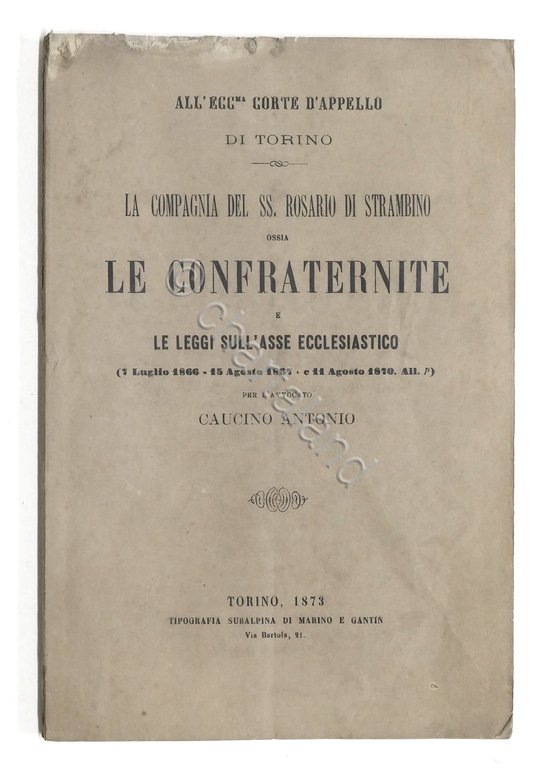 Diritto - Le Confraternite e le leggi sull'Asse Ecclesiastico - …